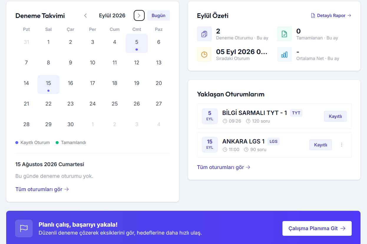 Medyan Online Plus deneme kulübü takip ekranı